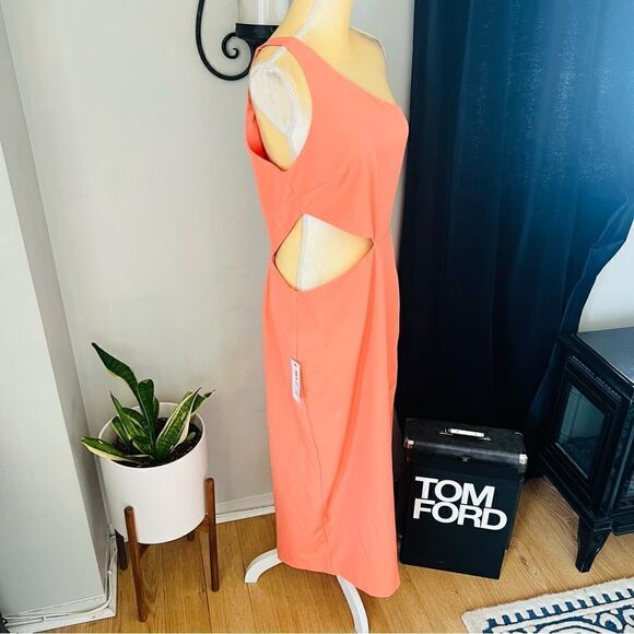 BARDOT JENNA ONE SHOULDER CUTOUT DRESS, Size 12 (XXL) ORANGE FIZ, NWT - Picture 11 of 17